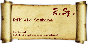 Rövid Szabina névjegykártya